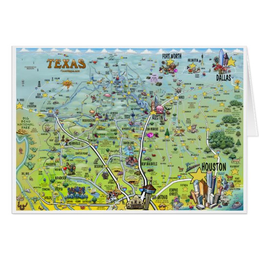 テキサス州おもしろいの地図 (正面横)
