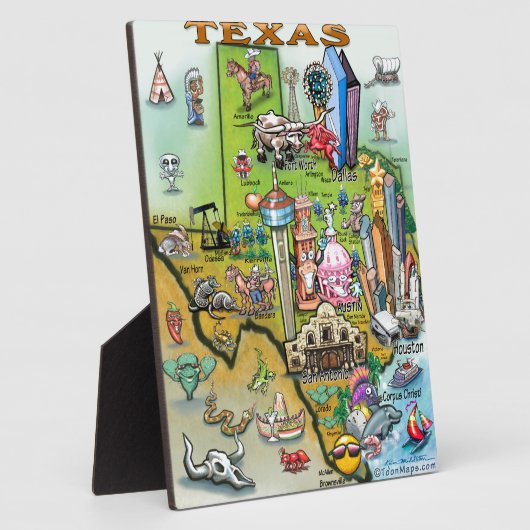 テキサス州おもしろいの地図 フォトプラーク (側面)