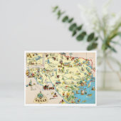 テキサス州おもしろいヴィンテージ地図 ポストカード (スタンド正面)