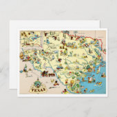 テキサス州おもしろいヴィンテージ地図 ポストカード (正面/裏面)