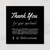 テキサス州お客様への感謝ブラックマーケティングカード スクエア名刺 (正面)