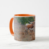 テキサス州かわいらしロングウオークファームアートオレンジマグ マグカップ (正面左)