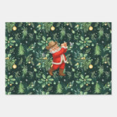 テキサス州でサンタクロースのゴルフとゴルフクリスマス ラッピングペーパーシート (正面3)
