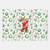 テキサス州でサンタクロースのゴルフとゴルフクリスマス ラッピングペーパーシート (正面)