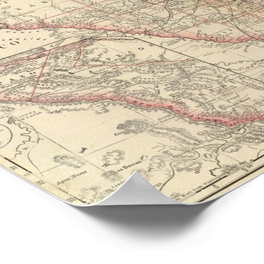 テキサス州とインディアン領土 ポスター (角)