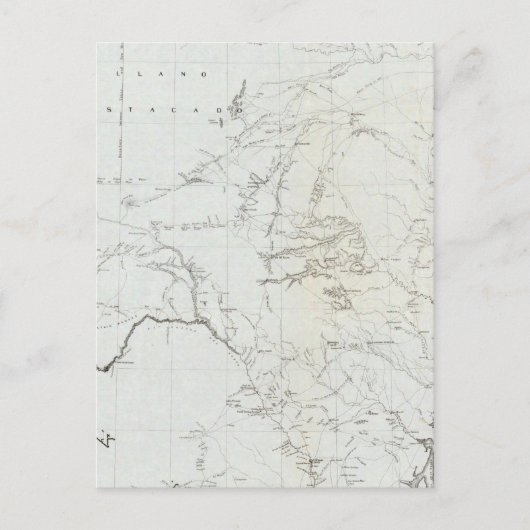 テキサス州とニューメキシコの一部の地図 ポストカード (正面)