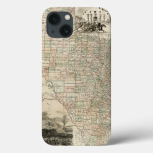 テキサス州と郡の縁ど地図 iPhone 13ケース