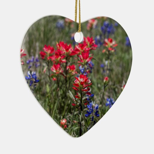 テキサス州のインドのペイントブラシおよびBluebonnetの野生の花 セラミックオーナメント (右)