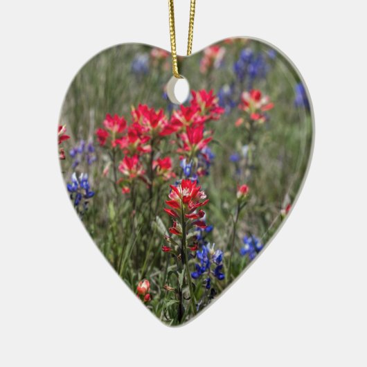 テキサス州のインドのペイントブラシおよびBluebonnetの野生の花 セラミックオーナメント (左)