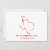 テキサス州のクリスマスカード 赤いラインアート シーズンカード (正面)