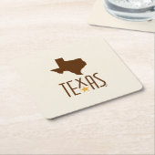 テキサス州のシンボル、テキサス州の州、ブラウン スクエアペーパーコースター (アングル)