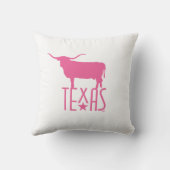テキサス州のシンボル、ロングホーンのピンク クッション (裏面)
