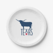 テキサス州のシンボル, ロングホーン, ネイビー ペーパープレート (正面)
