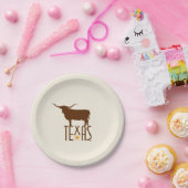 テキサス州のシンボル、ロングホーン、茶色 ペーパープレート (パーティー)