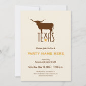テキサス州のシンボル、ロングホーン、茶色 招待状 (正面)