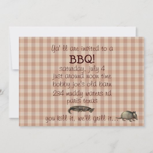 テキサス州のスタイルBBQのパーティー 招待状 (裏面)