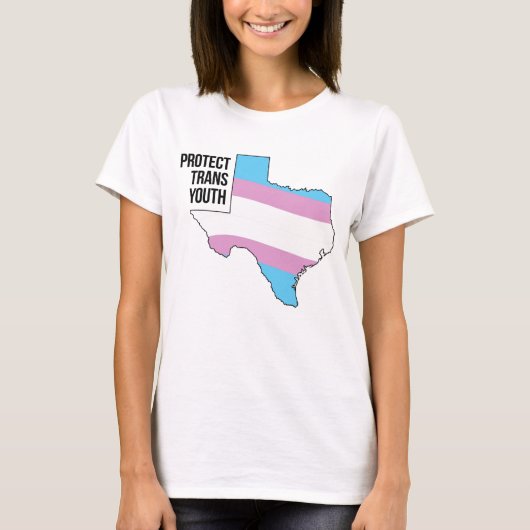 テキサス州のトランスジェンダーの若者を守ろう Tシャツ (正面)
