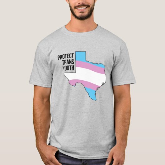 テキサス州のトランスジェンダーの若者を守ろう Tシャツ (正面)