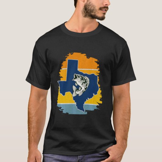 テキサス州のバス釣り男性＆女性のためのバス釣りギア Tシャツ (正面)
