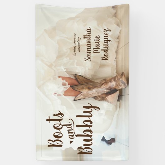 テキサス州のブーツとバブルリーの花嫁 - ブライダルシャワーのブーツ姿の花嫁 横断幕 (縦)