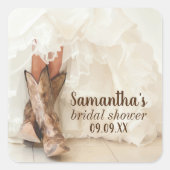 テキサス州のブーツとバブルリーの花嫁 - ブライダルシャワーのブーツ スクエアシール (正面)