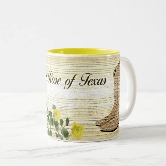 テキサス州のマグの黄色バラ ツートーンマグカップ (正面右)