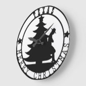 テキサス州のメリークリスマスの時計 ラージ壁時計 (傾斜)