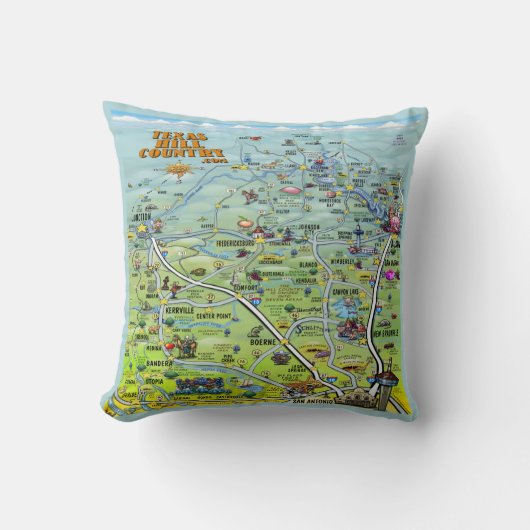 テキサス州の丘の国の枕 クッション (正面)