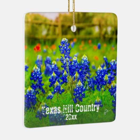 テキサス州の丘の国のBluebonnetsは写真旅行を所有します セラミックオーナメント (右)