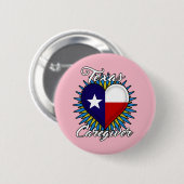 テキサス州の介護者円形ボタン(ピンク、白いフォント)の 缶バッジ (正面&裏面)