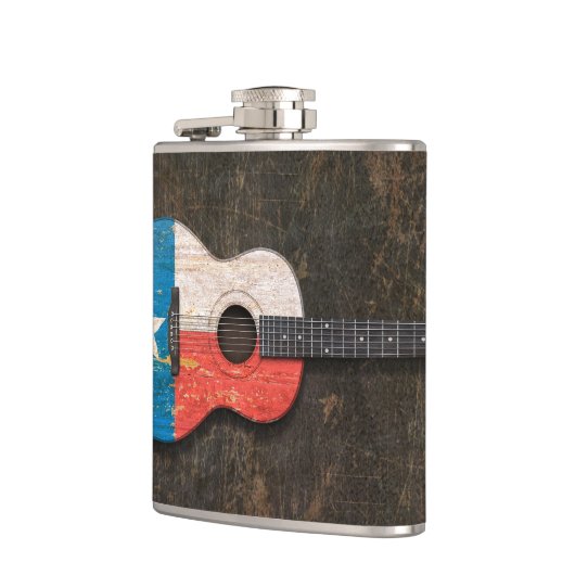 テキサス州の傷付けられ、擦り切れたな旗のアコースティックギター フラスク (左)