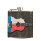 テキサス州の傷付けられ、擦り切れたな旗のアコースティックギター フラスク (正面)