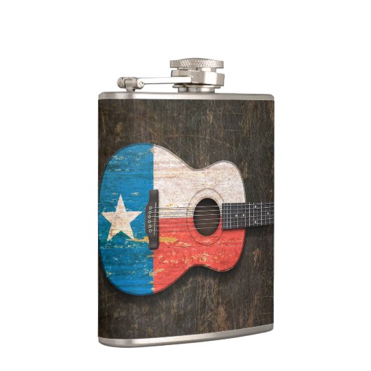 テキサス州の傷付けられ、擦り切れたな旗のアコースティックギター フラスク (右)