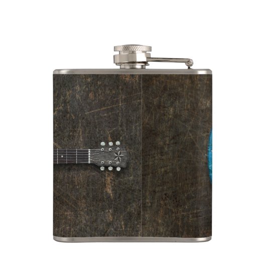 テキサス州の傷付けられ、擦り切れたな旗のアコースティックギター フラスク (裏面)