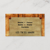 テキサス州の名刺の錆のデニムのジーンの星 名刺 (裏面)