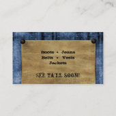 テキサス州の名刺の青いデニムのジーンの星 名刺 (裏面)