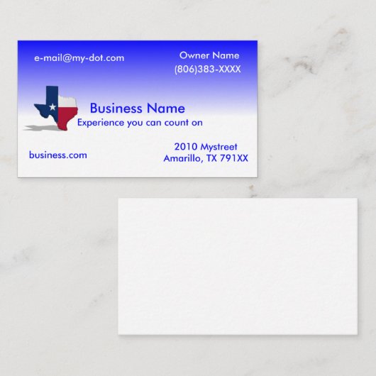 テキサス州の名刺 名刺 (正面/裏面)