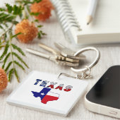 テキサス州の国旗の地図 キーホルダー (正面右)