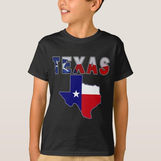 テキサス州の国旗の地図 Tシャツ (正面)