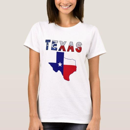 テキサス州の国旗の地図 Tシャツ (正面)