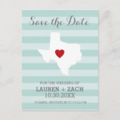 テキサス州の地元結婚式 Save the Date 案内ポストカード (正面)