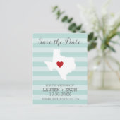テキサス州の地元結婚式 Save the Date 案内ポストカード (スタンド正面)