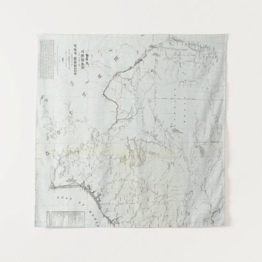 テキサス州の地図およびニューメキシコの部分 タペストリー (正面(横))