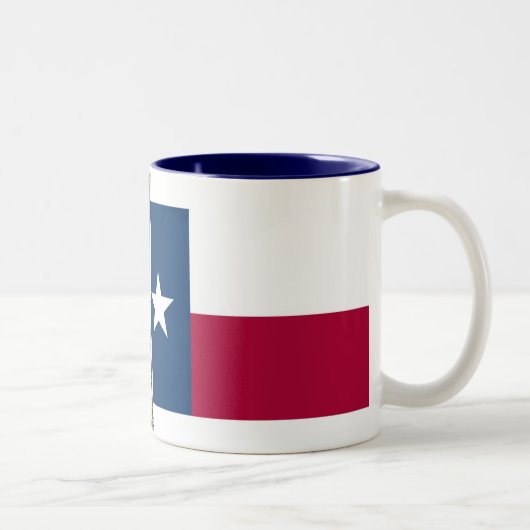 テキサス州の地図および州の旗 ツートーンマグカップ (右)