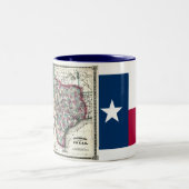 テキサス州の地図および州の旗 ツートーンマグカップ (中央)