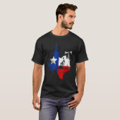 テキサス州の地図と油田労働者ガソリン石油USA Tシャツ (正面フル)