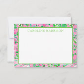 テキサス州の地図ピンクとグリーン名門私立校風のパターパーソナライズされたン サンキューカード (正面)