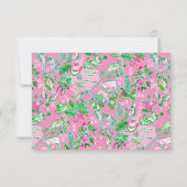 テキサス州の地図ピンクとグリーン名門私立校風のパターパーソナライズされたン サンキューカード (裏面)