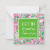 テキサス州の地図ピンクとグリーン名門私立校風のパターパーソナライズされたン ノートカード (正面)