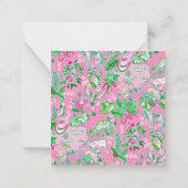 テキサス州の地図ピンクとグリーン名門私立校風のパターパーソナライズされたン ノートカード (裏面)